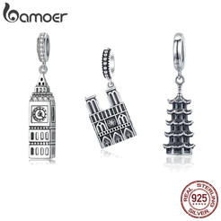 Bamoer 925 Sterling Silver Charms Famosos Edifícios Série Pingente Acessórios De Moda Aniversário SCC868