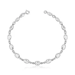 Pulseira feminina de prata 925 com zircônias ovais