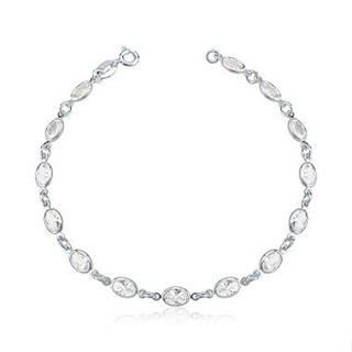 Pulseira feminina de prata 925 com zircônias ovais em Oferta na Shopee