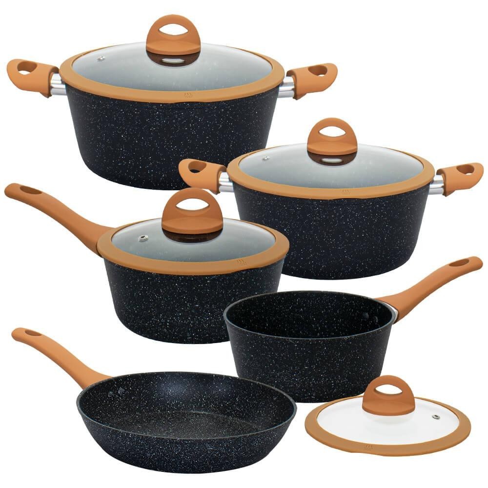 Imagem Conjunto De Panelas Revestimento Cerâmica Viena Preto 5 Peças - Casambiente