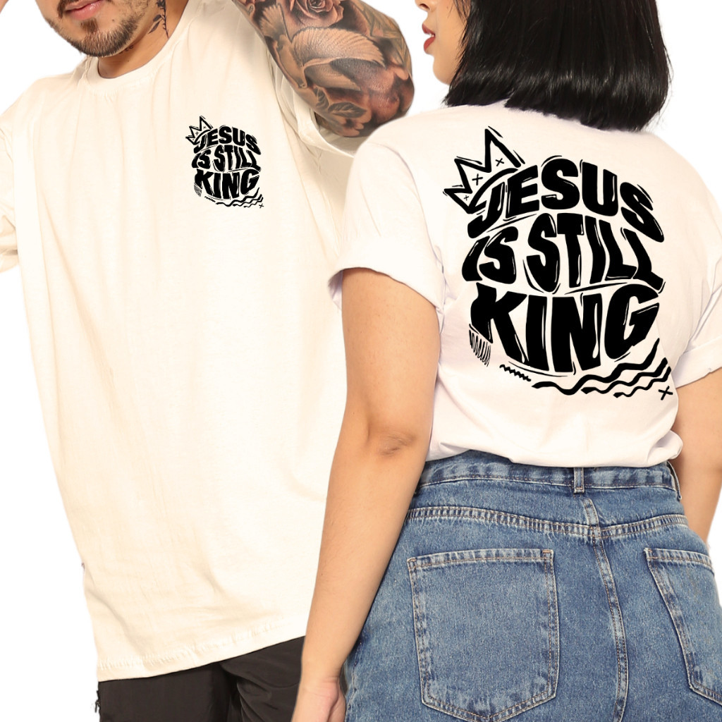 Kit 2 Casal Camisetas Streetwear Jesus Loves YouFrase Evangélica store em Oferta na Shopee