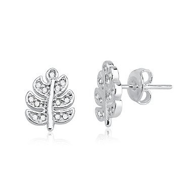 Brinco Feminino de Prata 925 Folha com Zircônias