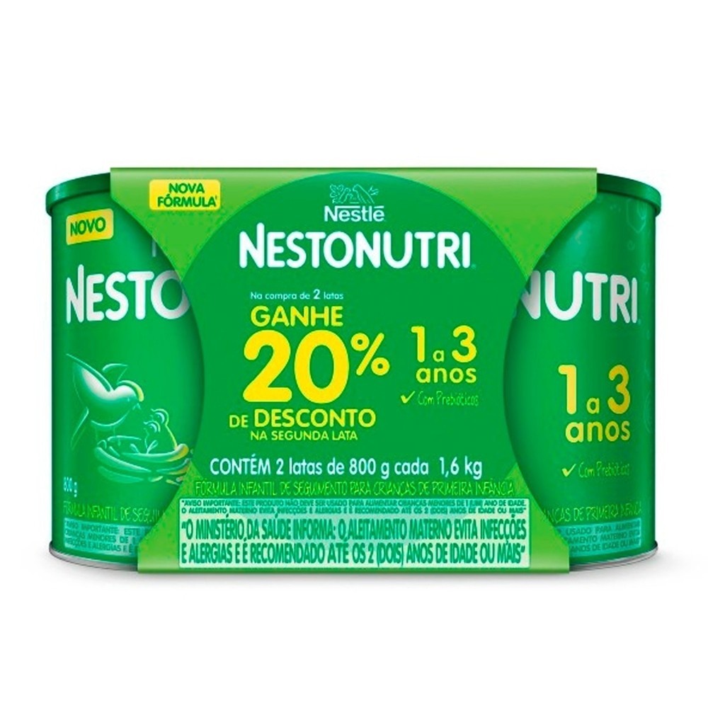 Fórmula Infantil Nestlé Nestonutri 1 a 3 anos 800g 20% de Desconto na Segunda Lata