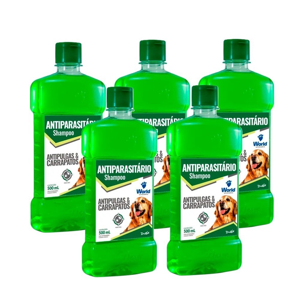 Kit 5 Shampoo Antiparasitário World Veterinária Dug's para Cães - 500ml em Oferta na Shopee
