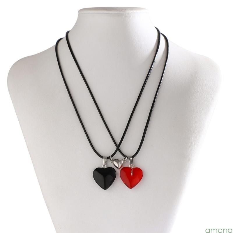 Amon 4Pieces set Heart Necklace Jóias Com Ímã Cera Colar Gargantilha Coração Para Homens Judeu Casal Aniversário