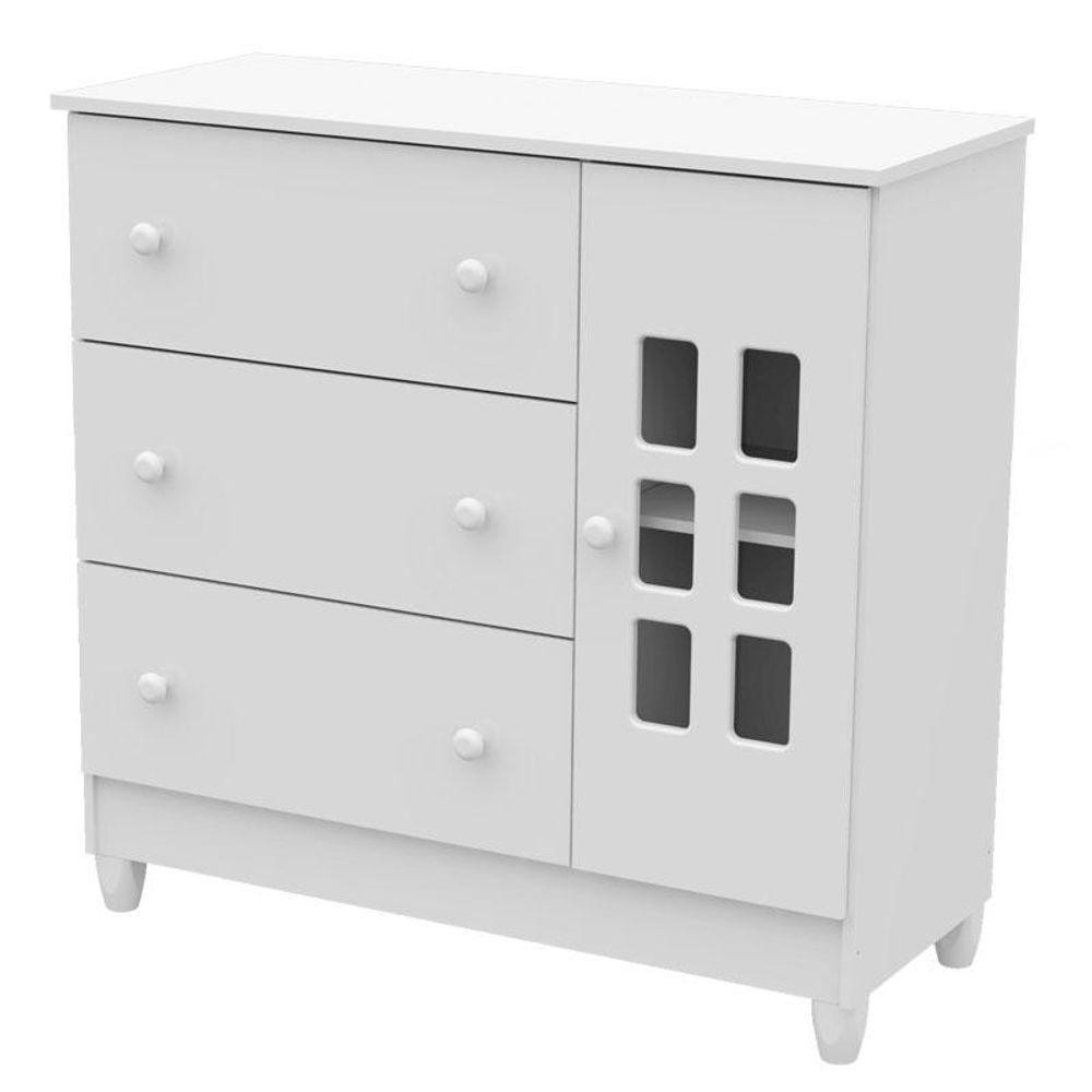 Cômoda Infantil Com Porta Mariah Branco Brilho - Carolina em Oferta na Shopee