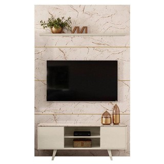 Estante Home Theater Com Bancada Panorama Calacata Off White - Madetec em Oferta na Shopee