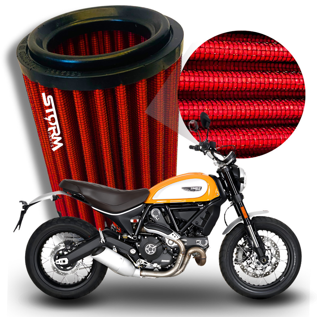 Filtro de Ar Esportivo Moto Ducati Scrambler 800 Ano 2016 a 2022 Cilindradas Lavável Reutilizável
