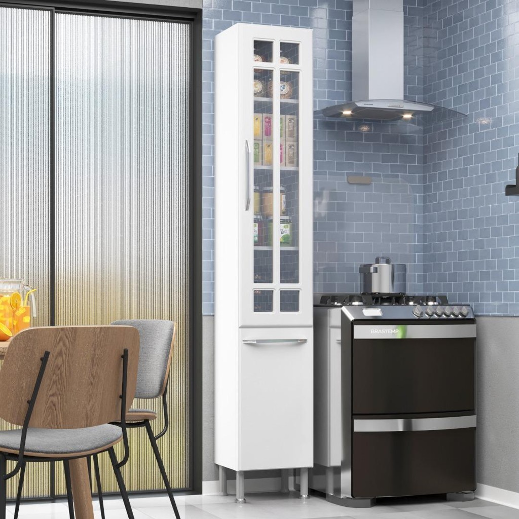 Paneleiro Simples Modulado Com Vidro Fidelitá Viena 35cm 2 Portas Branco em Oferta na Shopee