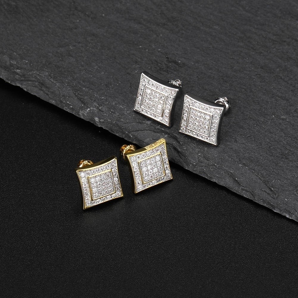 Brincos De Rosca Micro-Emlaid De Cor De Zircão Para Masculino E Mulheres F-79