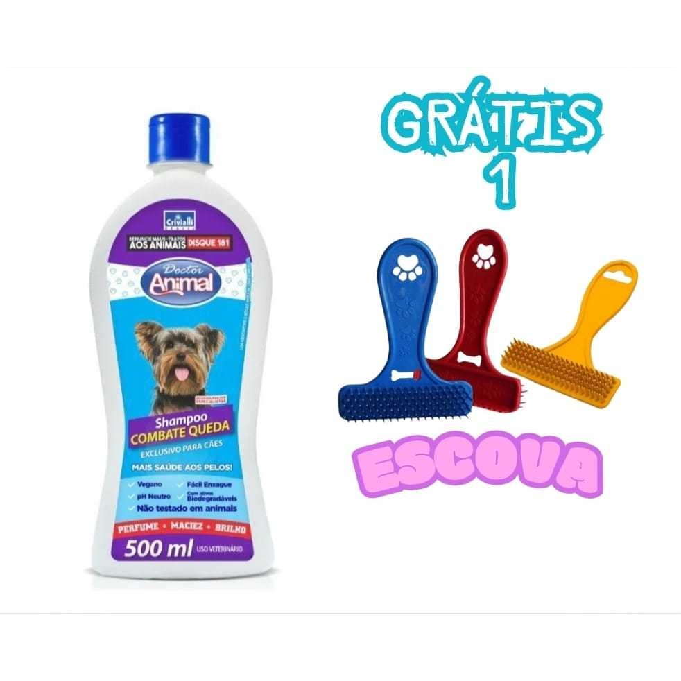 SHAMPOO COMBATE A QUEDA DE PELOS PARA CÃES CACHORRO 500ML + ESCOVA