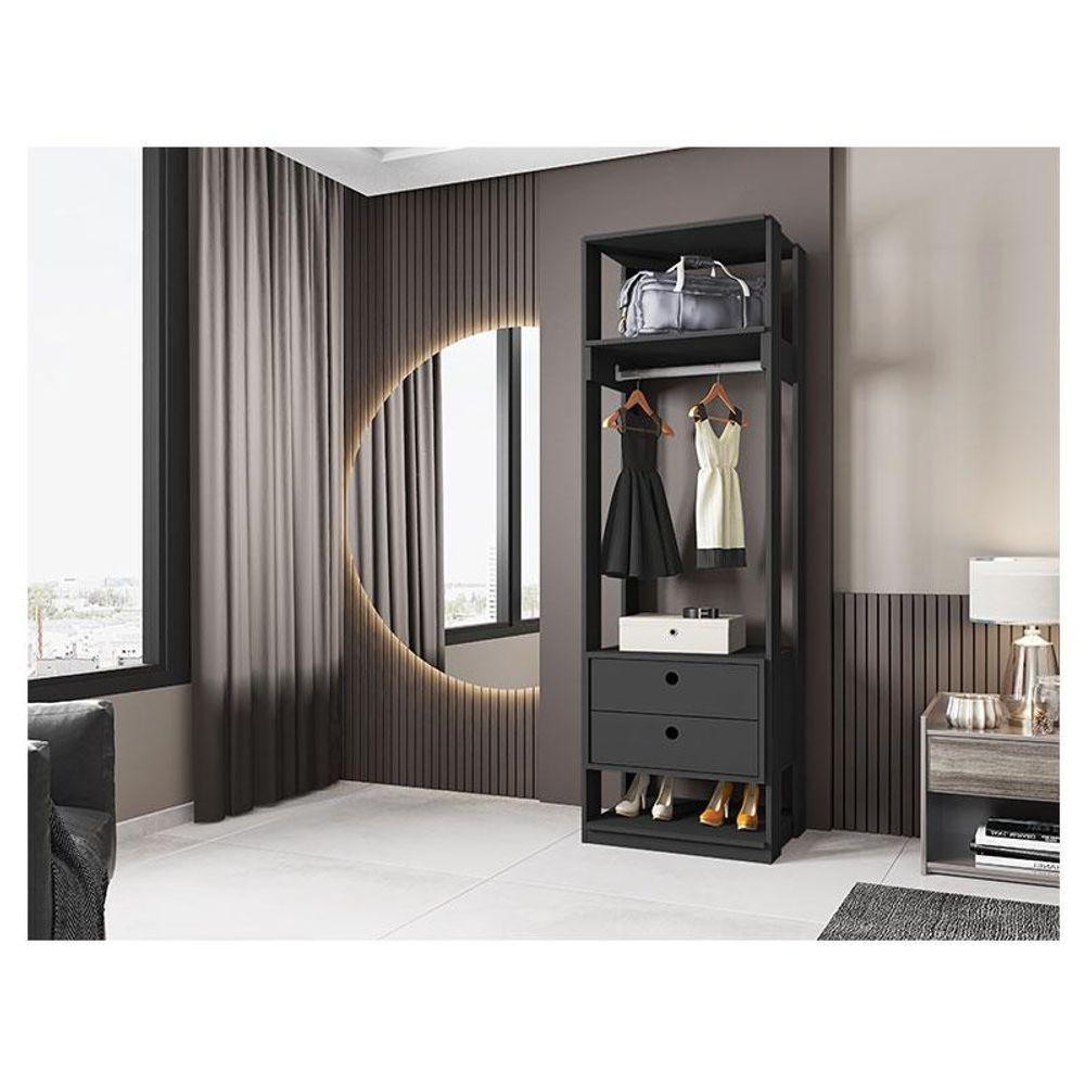 Guarda Roupa Modulado Ambiente Titan Com Gavetas Preto - Móveis Leão em Oferta na Shopee