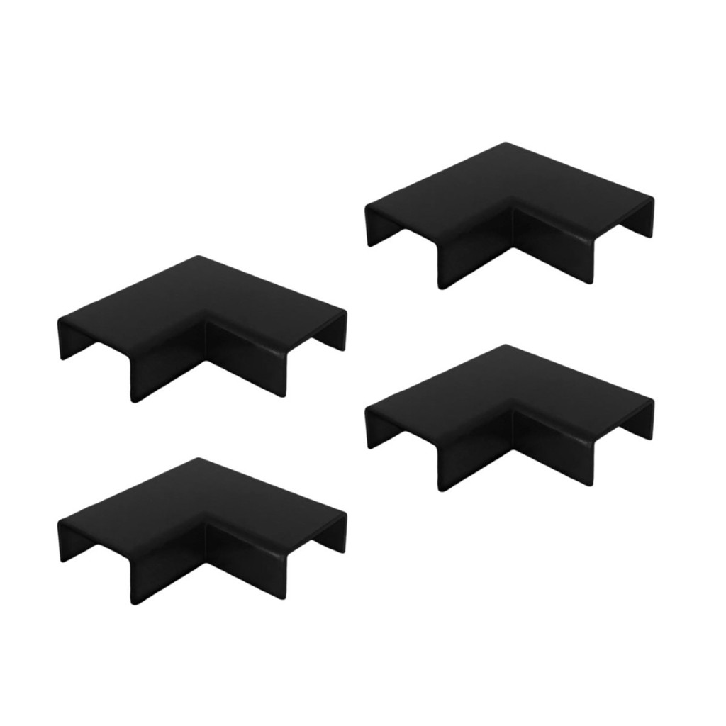 Kit 4 Conexão Curva Cotovelo Externo Canaleta Preto 20x10mm