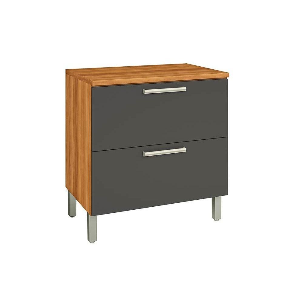 Balcão de Cozinha Burguesa Premium 1 Porta e 1 Gaveta c/ Tampo 80cm Freijo/Grafite - Nesher em Oferta na Shopee