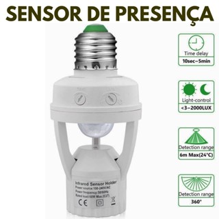 Sensor De Presença Com Fotocélula Para Lâmpada Soquete