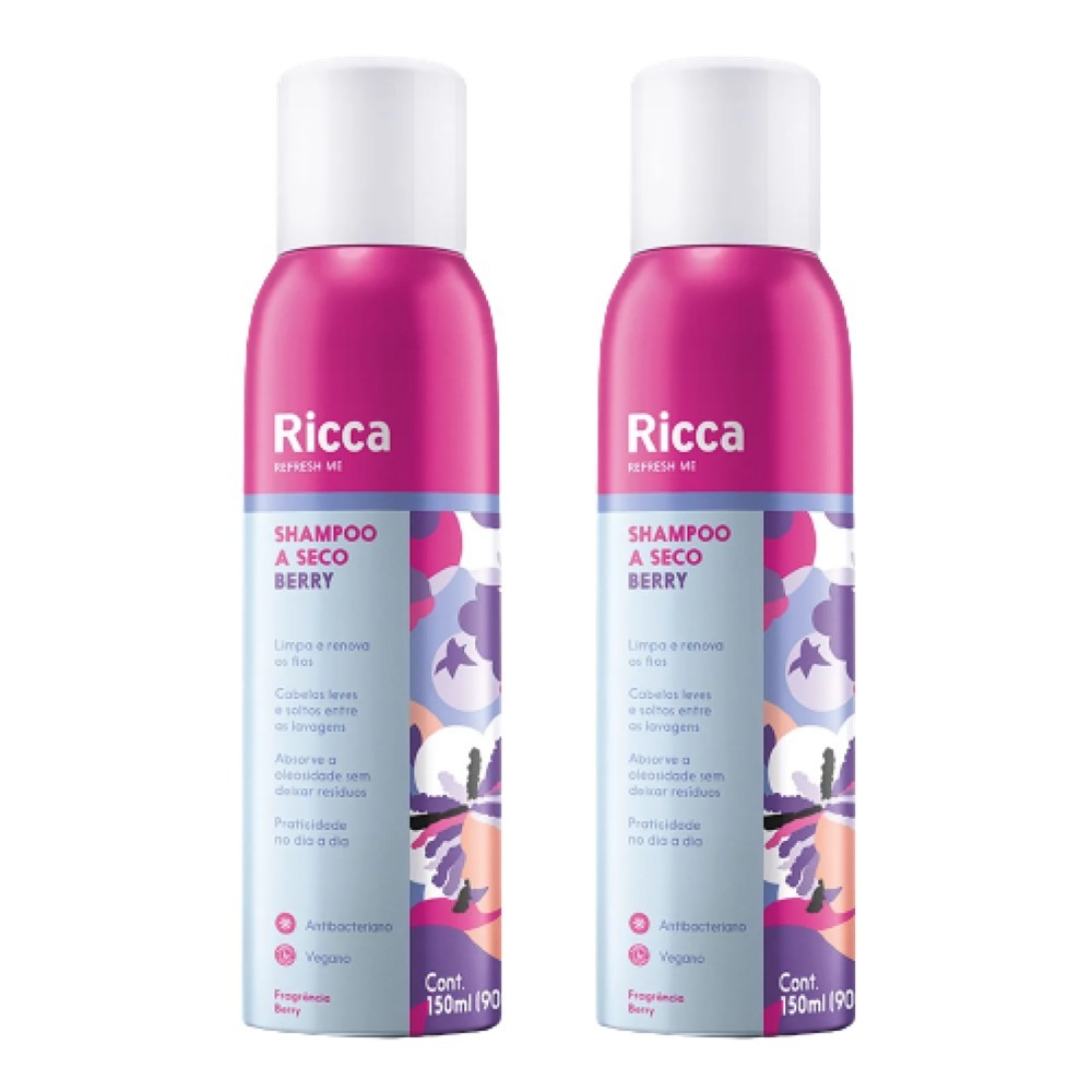 Kit 2 Shampoo a Seco Berries Shakeberry Antioleosidade Ricca 150ml