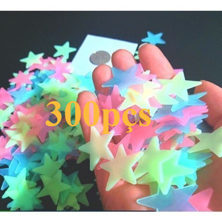 100/200/300 Pçs Adesivo de Estrela Colorida que Brilha No Escuro  / Adesivo Plástico Lumi…