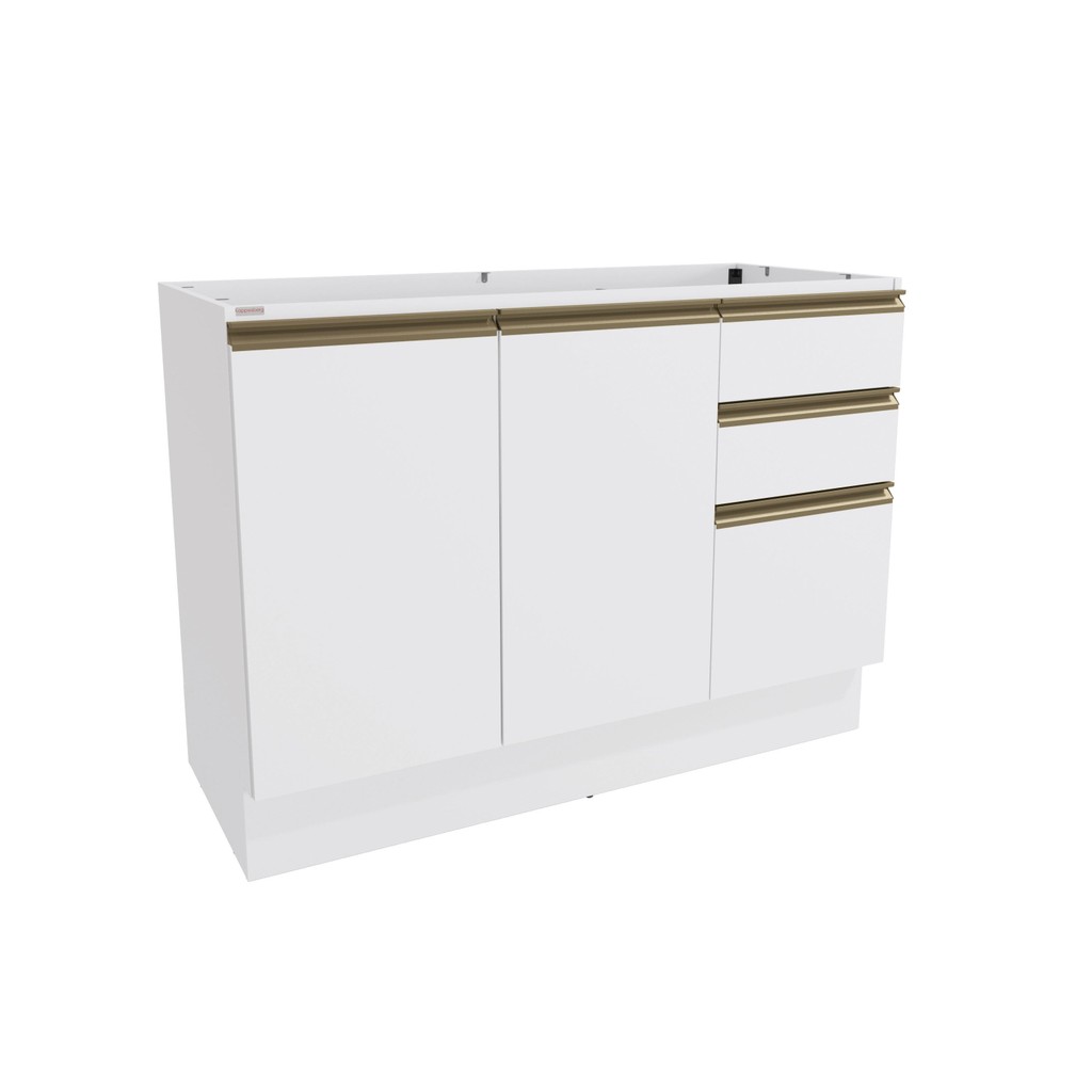 Balcão de Pia Celeste Kappesberg 100% MDF 2 Portas 3 Gavetas Branco 120cm em Oferta na Shopee