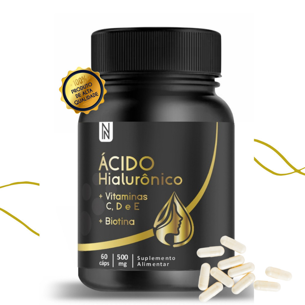 Ácidos Hialurônicos NATURALY com Biotina 60 cápsulas  Envio Imediato