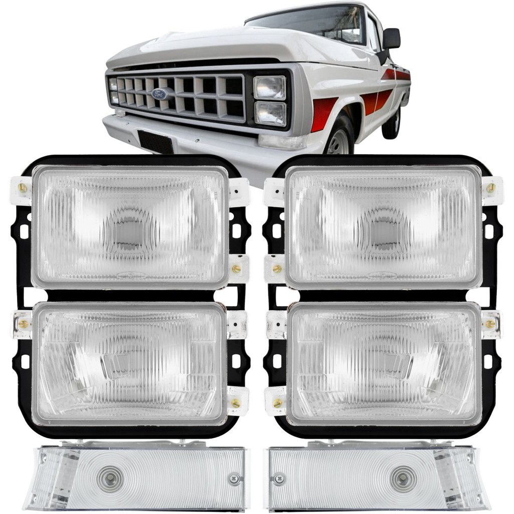 Kit Par Farol Vidro Ford F1000 F4000 + Seta Cristal 1985 86 87 à 1991