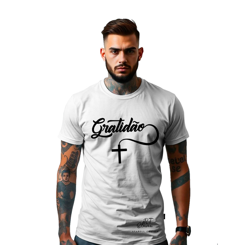 Camiseta Gratidão camisa religiosa moda cristã Gospel Camisa 100% Algodão Malha 30.1 Camiseta masculina e Feminina -CS