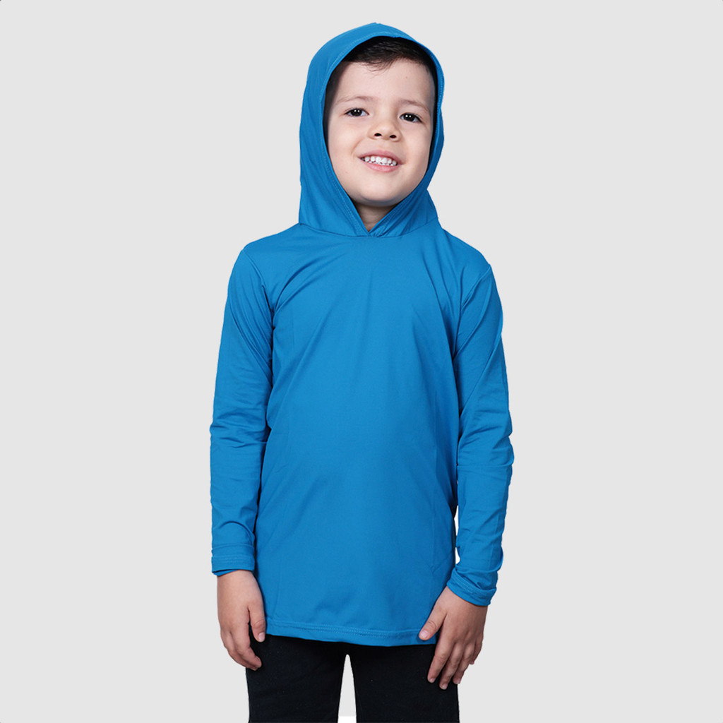 Camisa Infantil Capuz Térmica Proteção Solar Uv Feminina Masculina Com Blusa Segunda Pele