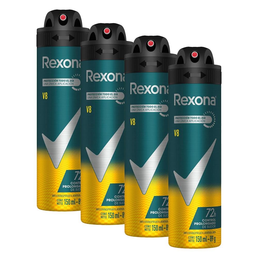 Kit 4 Desodorantes Rexona Men Aerossol Antitranspirante V8 150ml - Beauty
