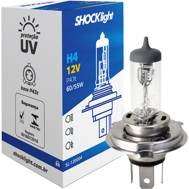 Lampada Shocklight Halogena Standart H4 12v 60w 55w P43t em Oferta na Shopee