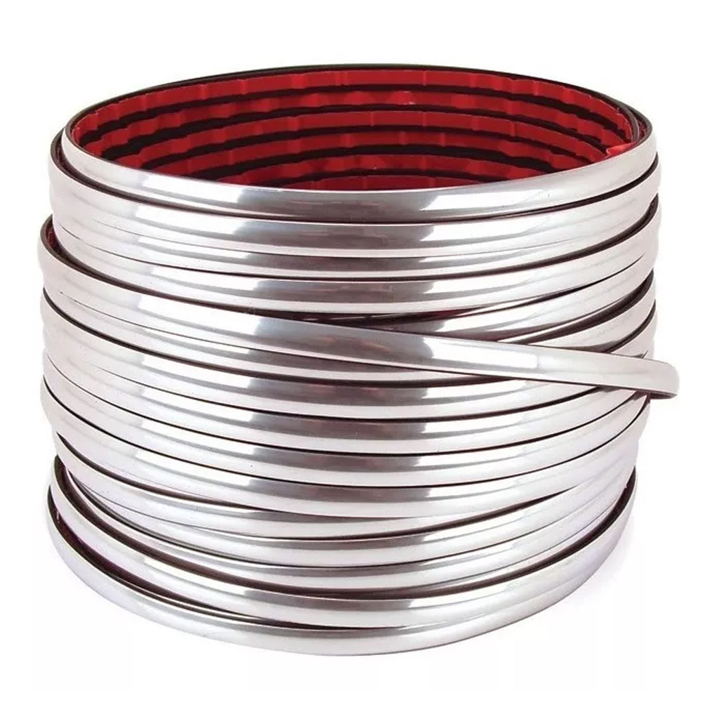ROLO FILETE FRISO CROMADO ADESIVO CARROS MOTOS UNIVERSAL 7MM 10 METROS