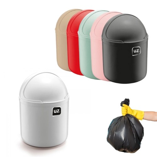 Lixeira de Pia Cozinha Banheiro Escritório com Tampa Pequena Plástico 4L UZ