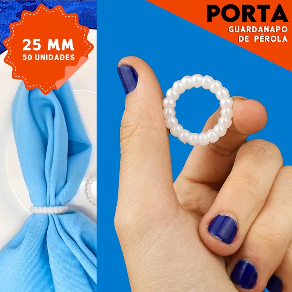 Porta Guardanapo Argola de Pérola - 25mm - Pct C/50 Unidades em Oferta na Shopee
