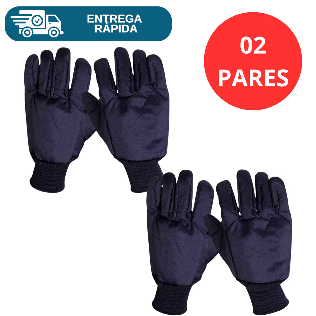 Kit 2 Prs Luva Térmica Baixa Temperatura Nylon Resinado Câmara Fria -35°c Frio Frigorifico Proteção