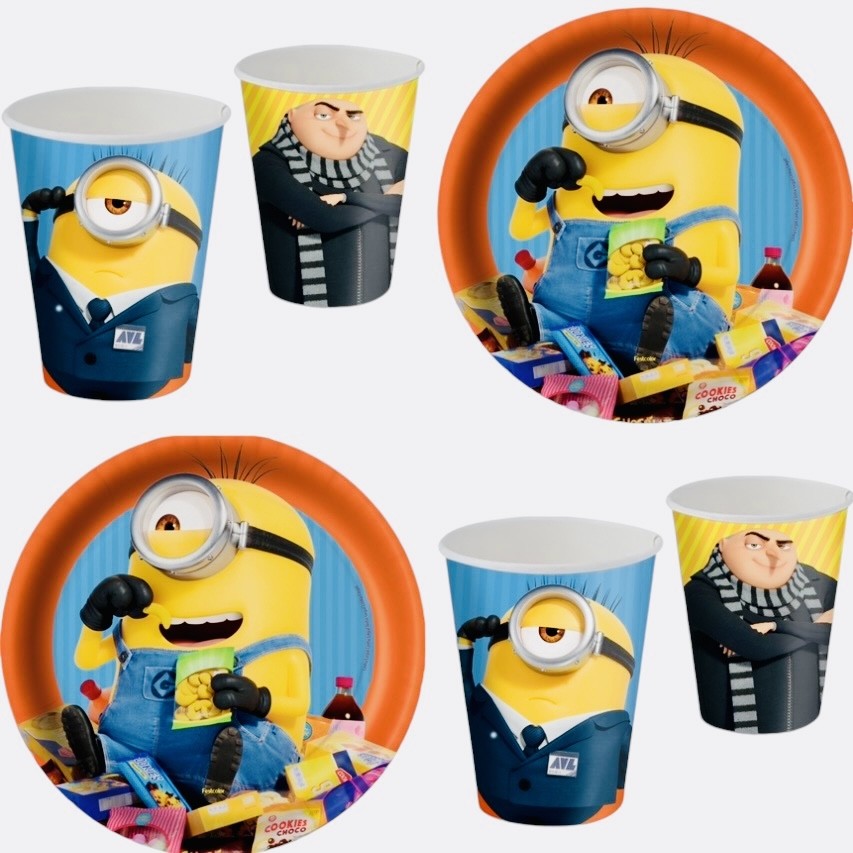Kit Festa MEU MALVADO FAVORITO MINIONS 8 Pratos + 8 Copos Descartável 200 Ml Papel - FESTCOLOR em Oferta na Shopee