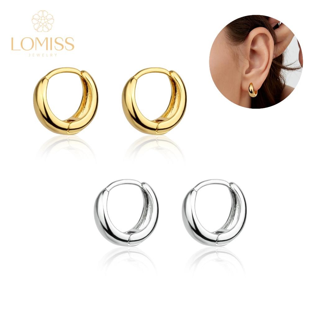 LMOISS Brincos Femininos Delicado Argola Folheada Platina Lisa em Oferta na Shopee