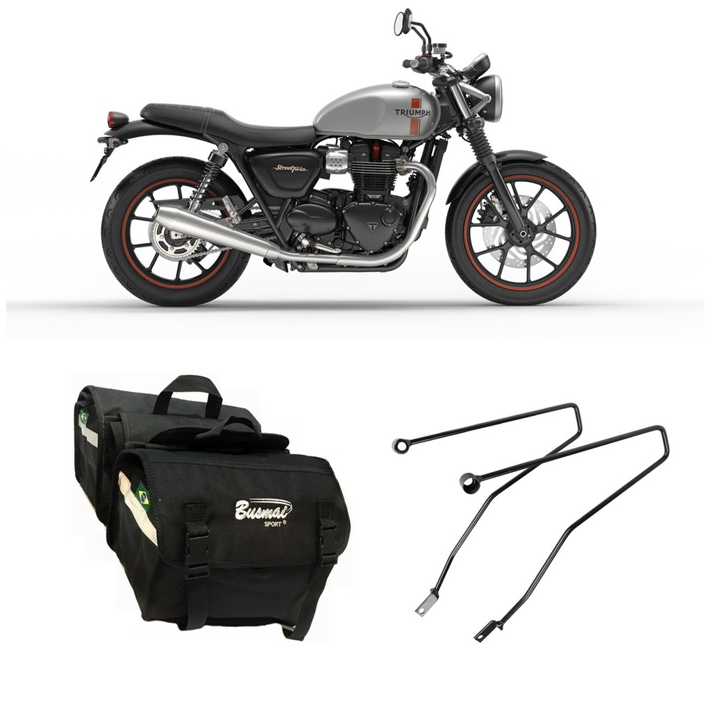 Alforge Moto Custom Bolsa Em Nylon 40 Litros + Afastador Triumph Bonneville T120