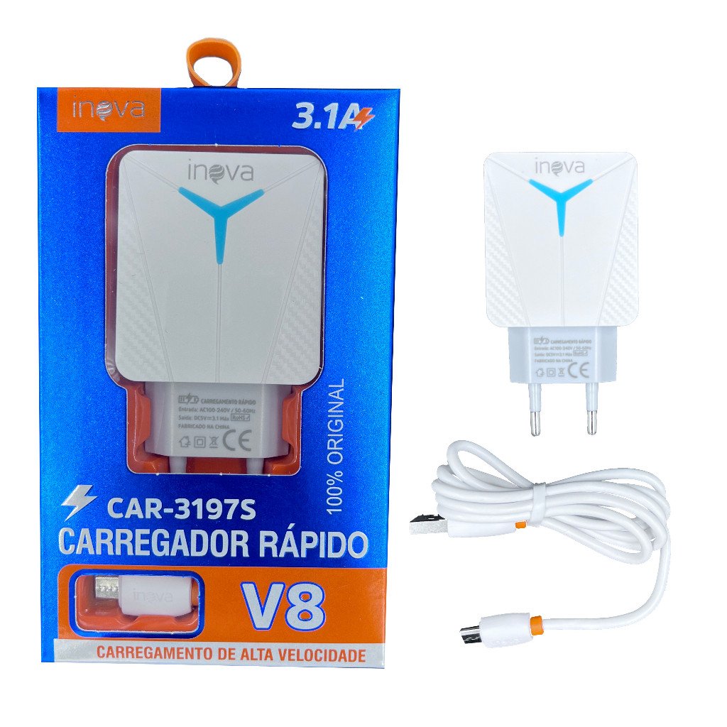 10pcs Carregador Celular Inova 3.1 Android V8 2 Usb em Oferta na Shopee