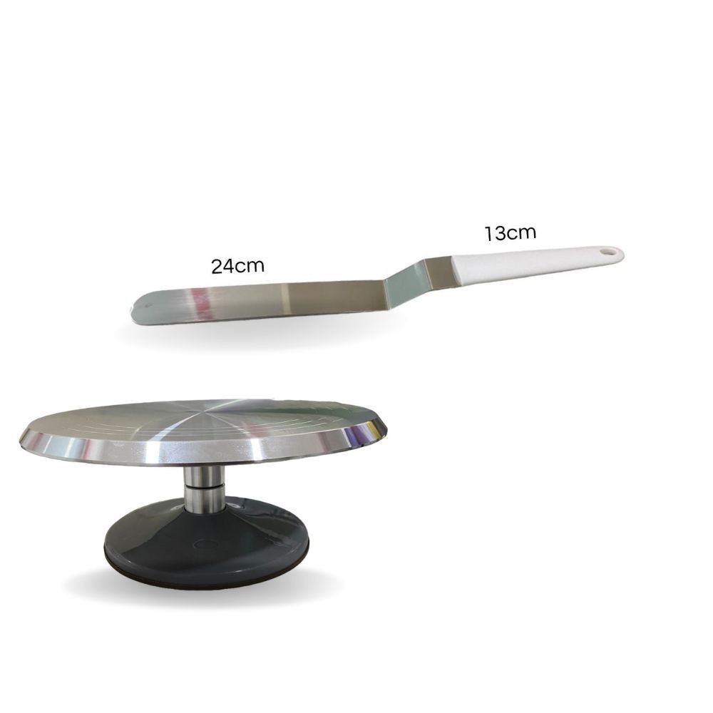 Bailarina Giratória Profissional Confeitar Decorar Bolo 31cm Nao Trepida Alta Qualidade + Espatula Angular Curva