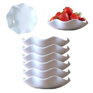 6 Tigelas Bowl Ondulada em Melamina Branca 15cm Your House