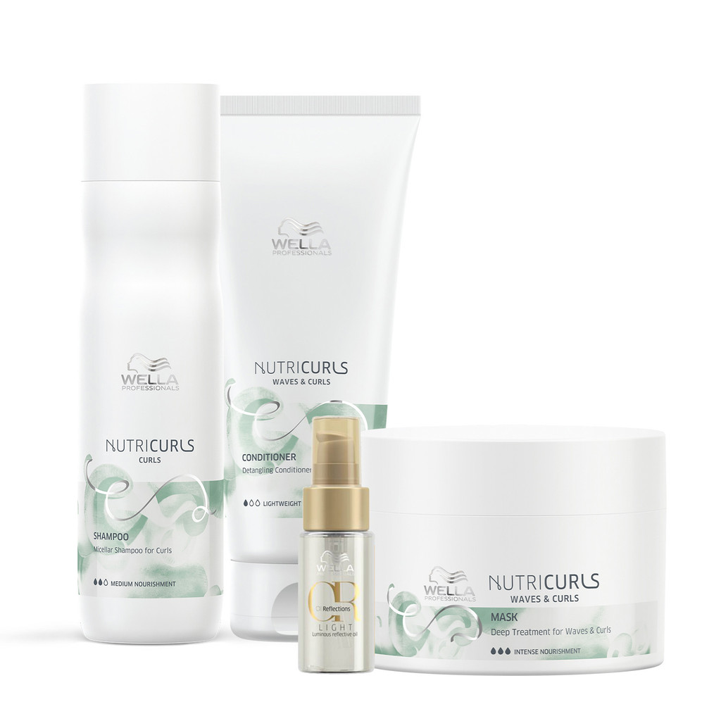 Kit Wella Professionals Nutricurls Home Care + Oil Reflections Light 30ml (4 produtos) em Oferta na Shopee