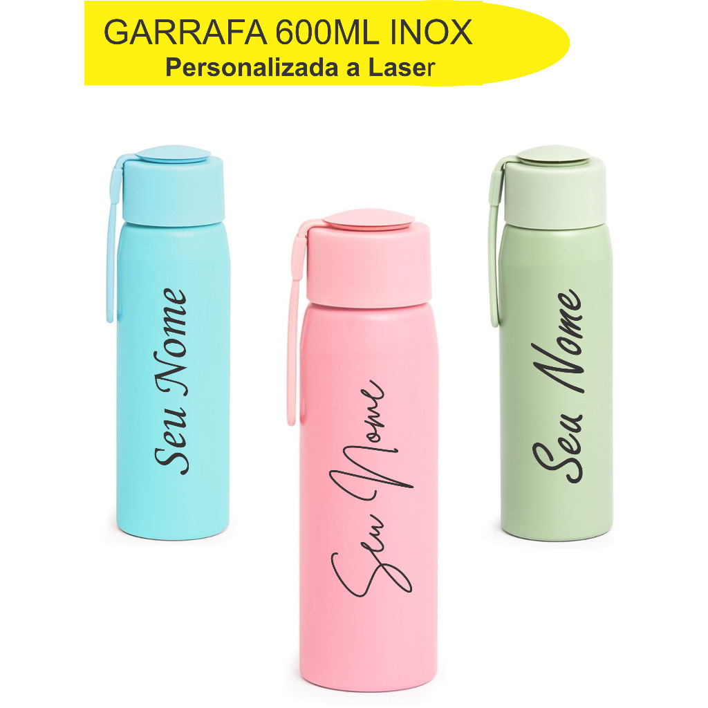 Garrafa 600ml Com Alsa Para Transporte, Personalizada , Logo Nome E Profissões em Oferta na Shopee