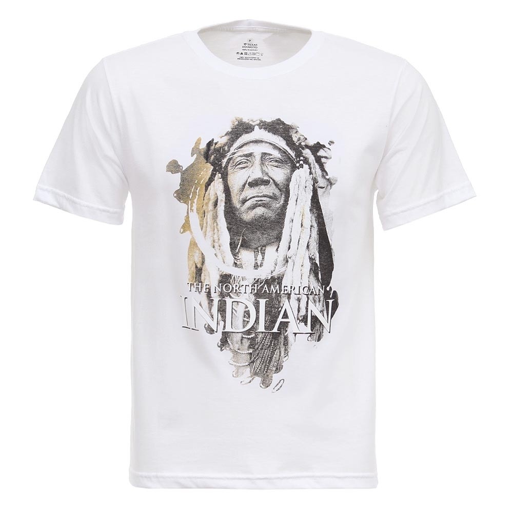 Camiseta Índio Americano Branca Masculina Texas Diamond 27813