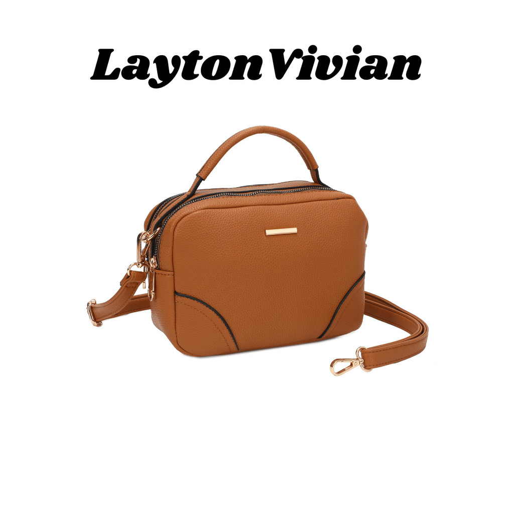 Bolsa feminina crossbody LaytonVivian 2 divisórios simples com alça lateral em Oferta na Shopee