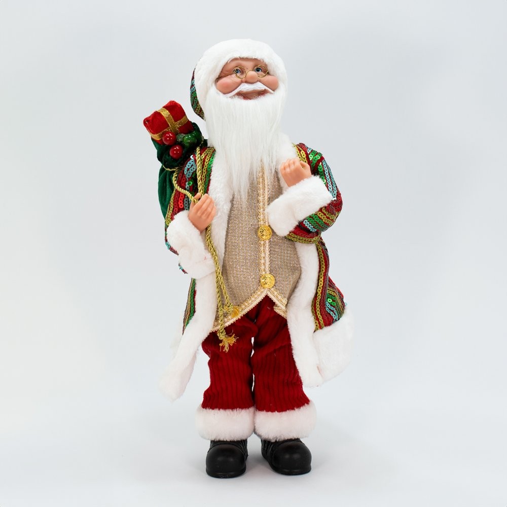 Enfeite Natalino Papai Noel Musical Movimento de Cabeça 44cm