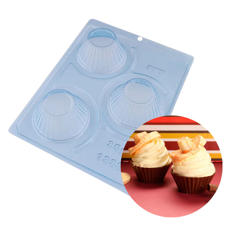 Forma De Acetato Cupcake Com 3 Partes BWB Para Chocolate Com Silicone Doces Finos Gourmet