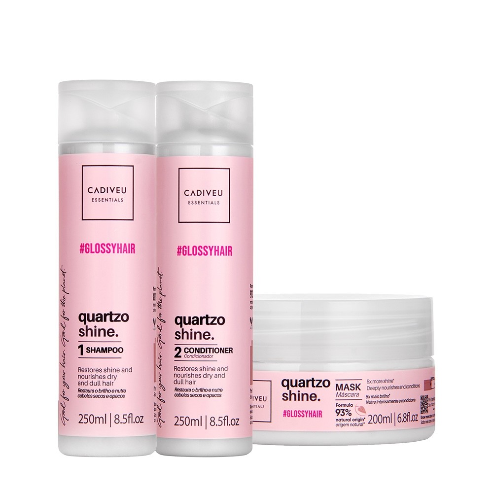 Kit Cadiveu Professional Quartzo Shine Shampoo Condicionador e Máscara (3 produtos) em Oferta na Shopee