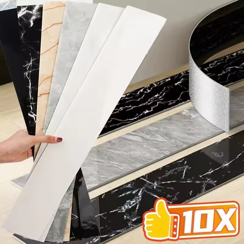 Adesivo De Imitação De Azulejo De Mármore De 10 Unidades-Rodapé Autoadesivo Canto De Parede-Espessado , À Prova D'água ,