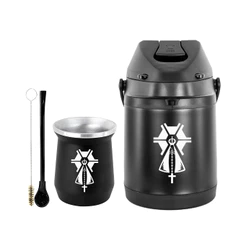Kit Tereré Garrafa Preta Térmica 2.5l Bomba Preta Tradicional Preta Copo Cuia Alumínio Preto