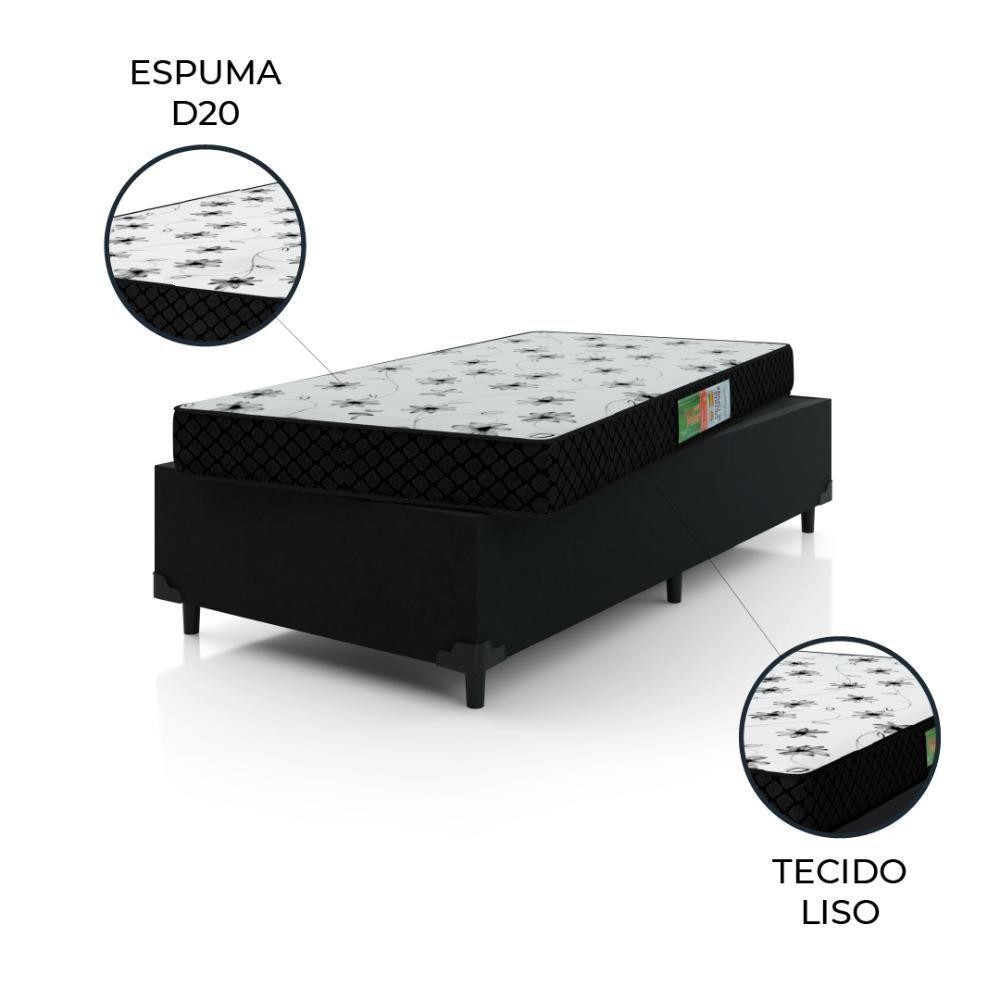 Cama Box Solteiro Colchão Preto