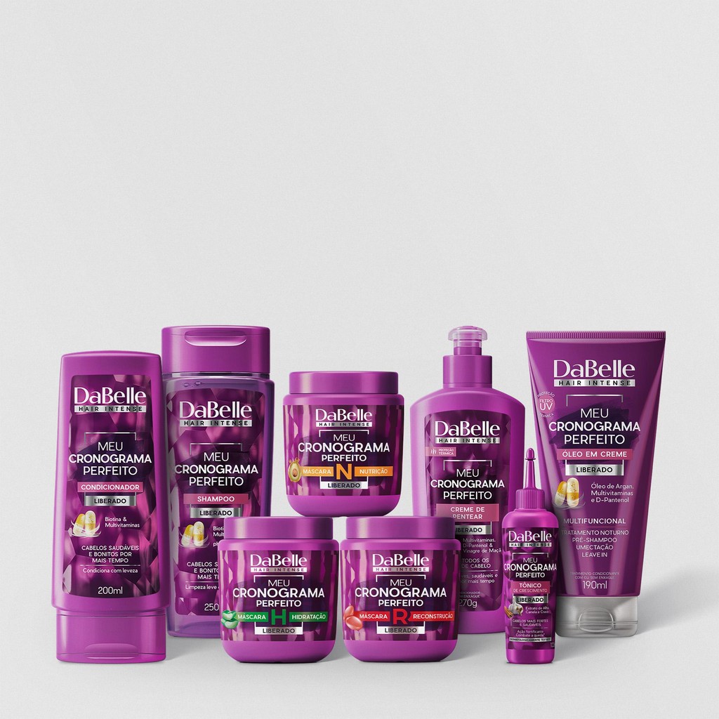 Kit DaBelle Meu Cronograma Perfeito (8 Produtos) – Hidratação, Nutrição e Reconstrução