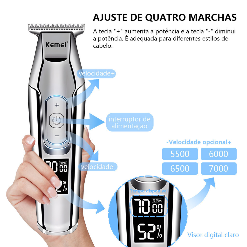 Barbeador Kemei Km-5027 100v/240v Aparador De Cabelo Pro